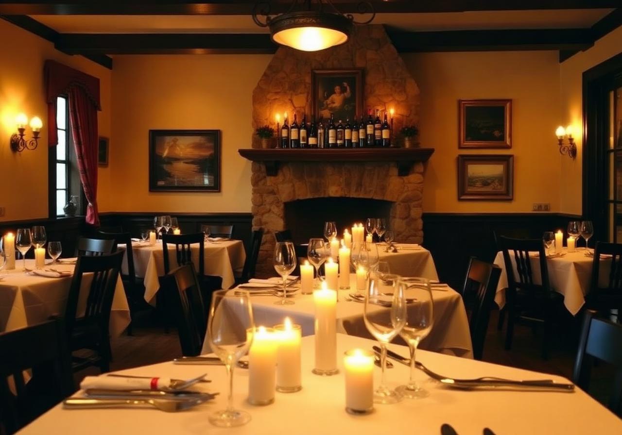 Warm candlelit dining room at Fieni's Ristorante